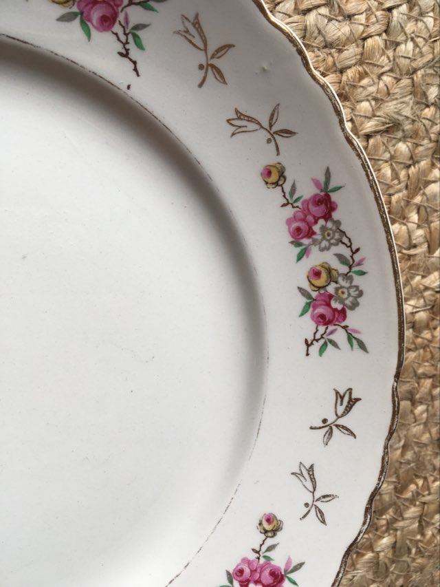 Old flat plates in red and green