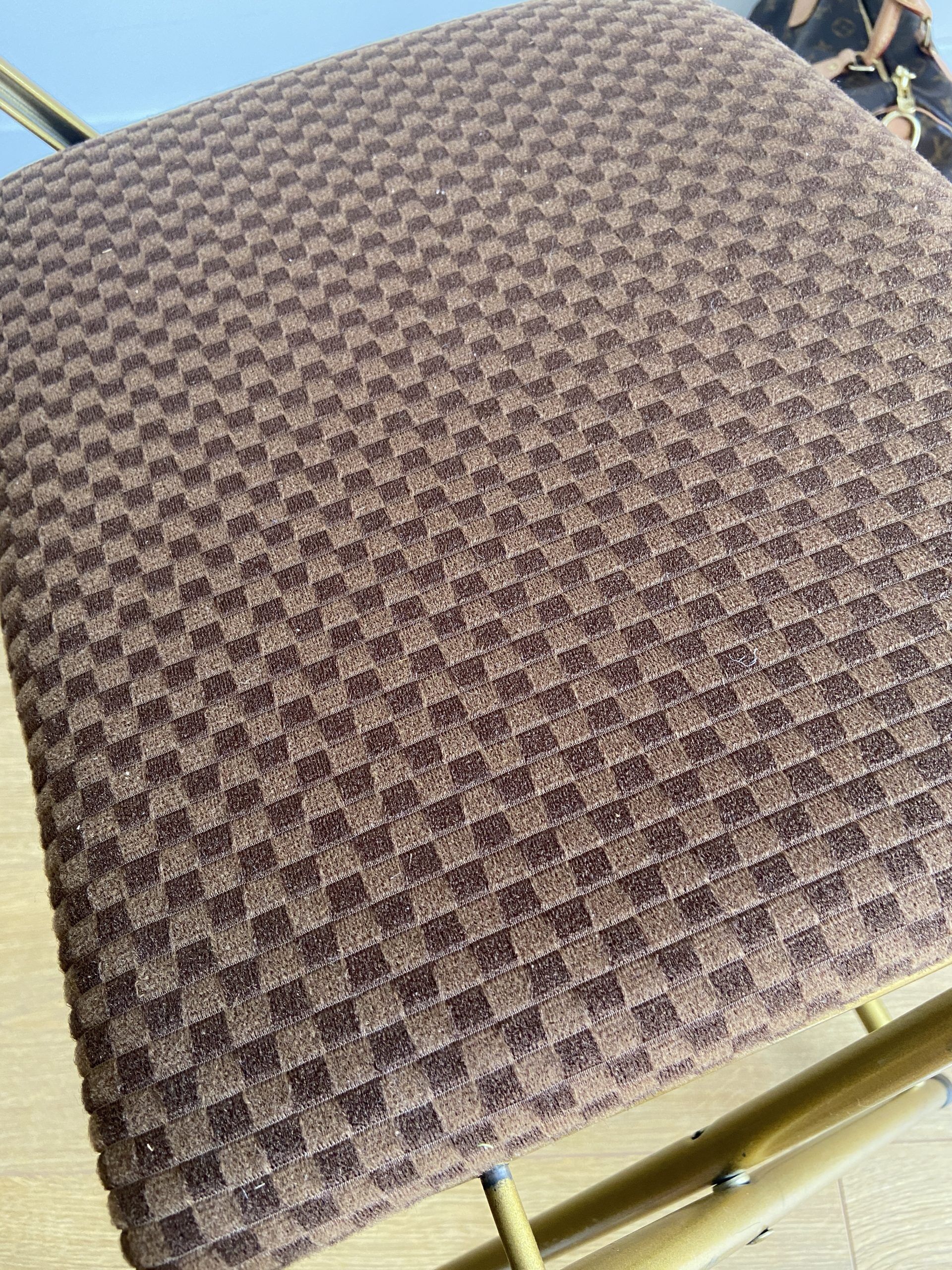 Vintage folding chair lafuma with brown checkered fabric