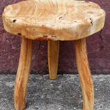Brutalist wooden stool