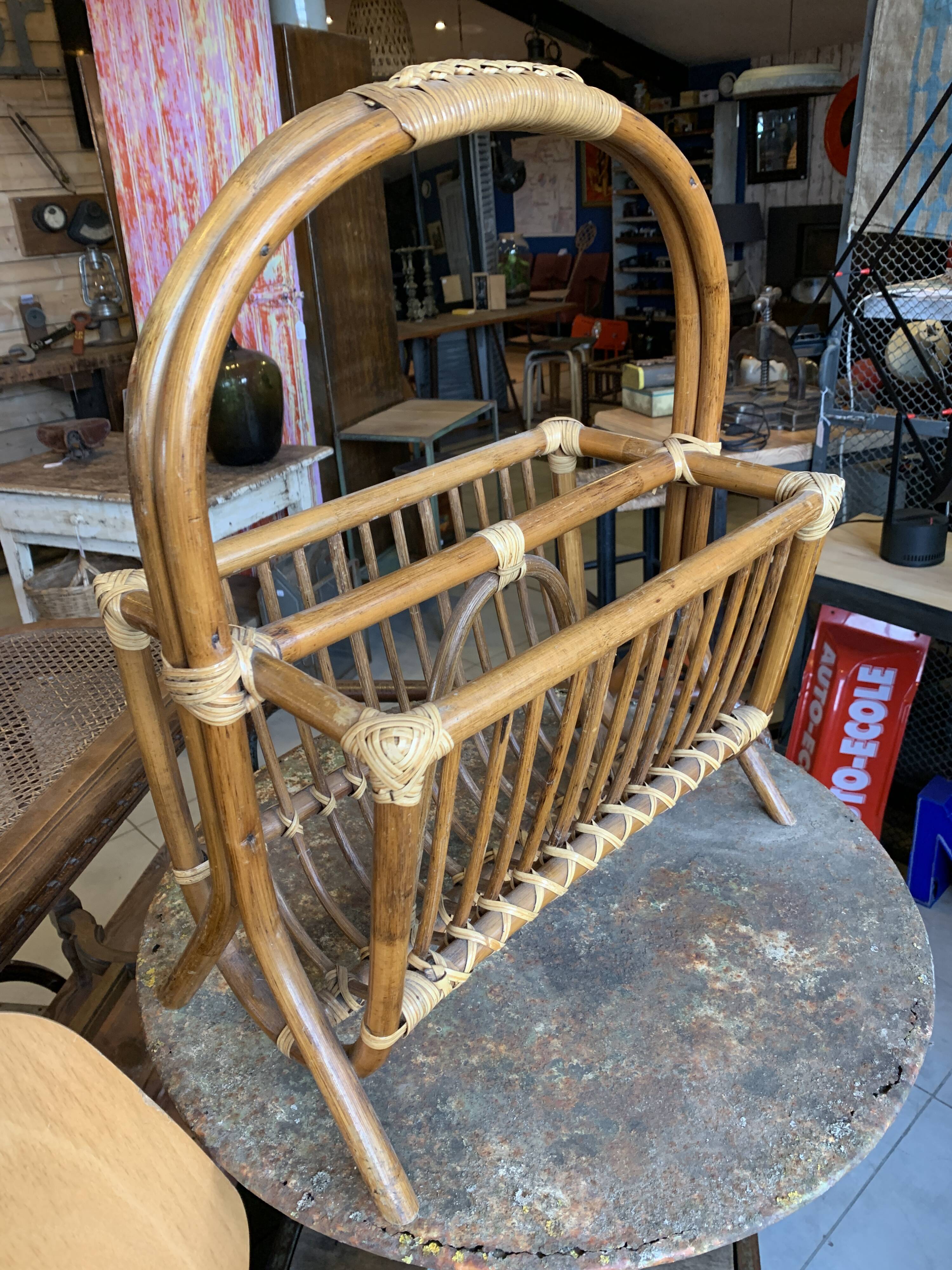 Rattan magazine rack