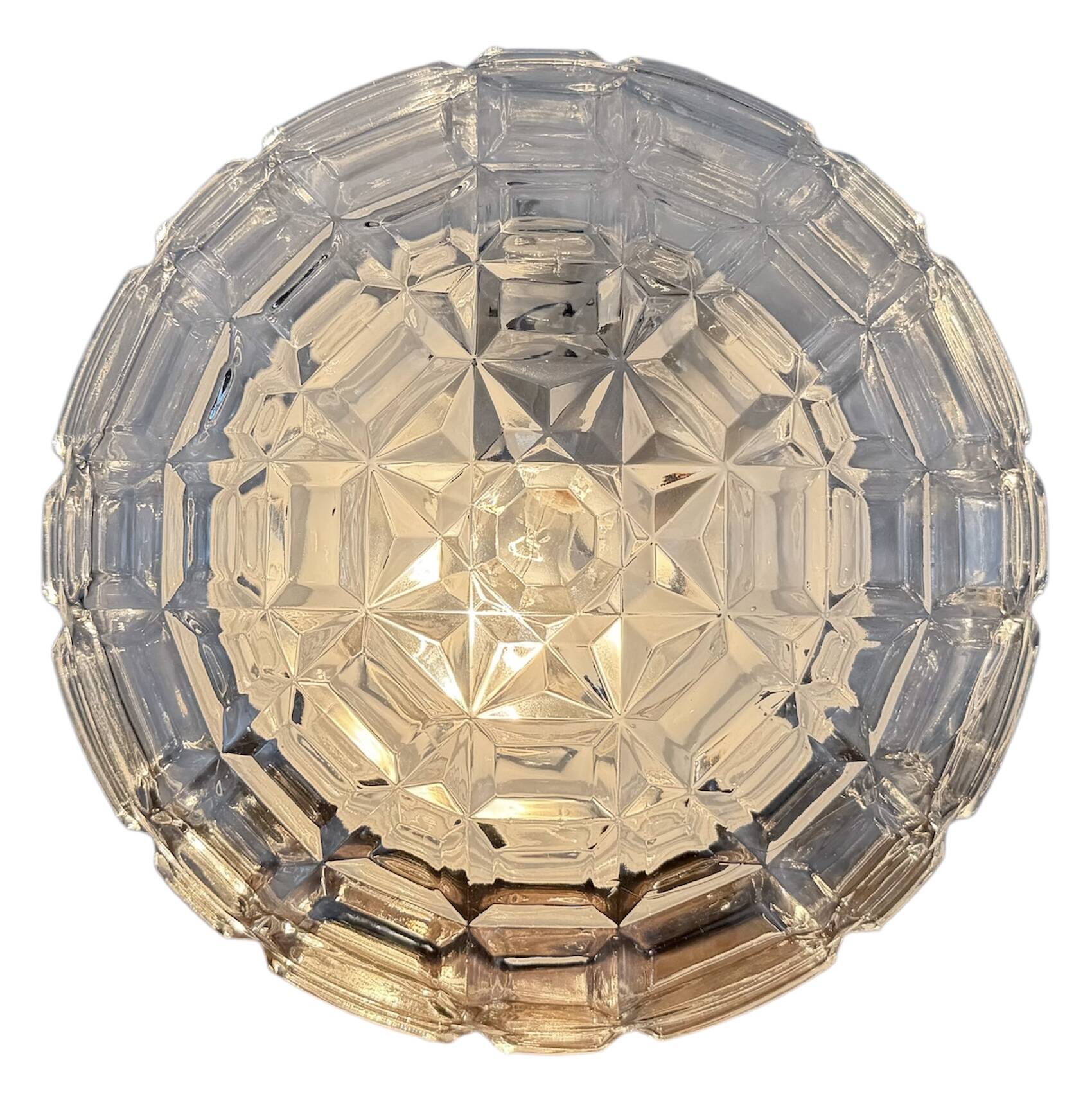 Vintage Glass Wall or Ceiling Light, 1970s