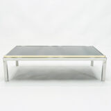 Table basse chrome et laiton 1970