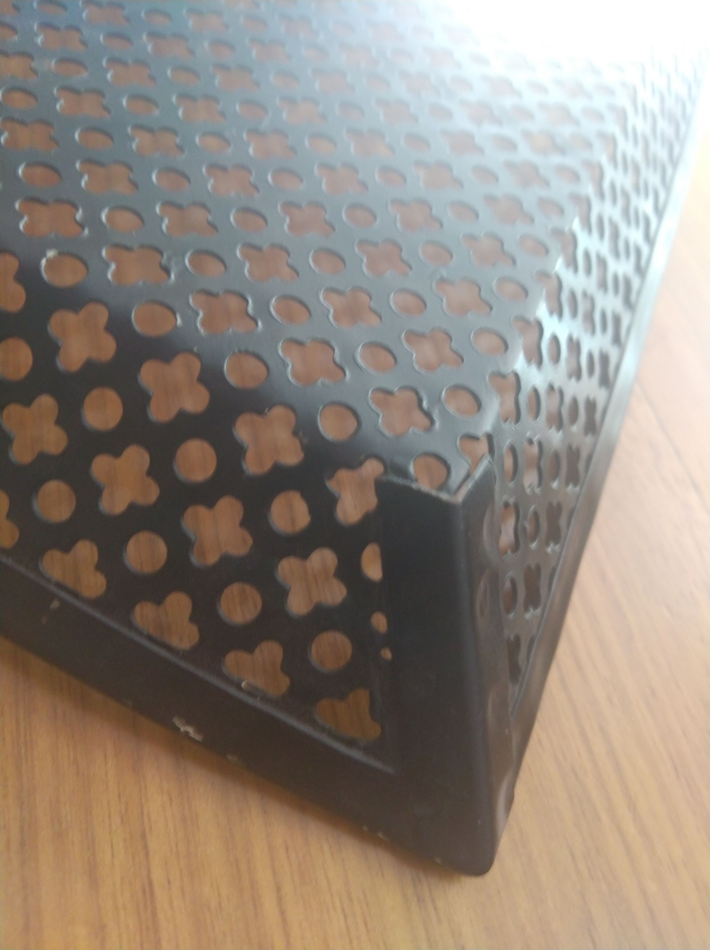 Perforated sheet metal tray, circa 1950
