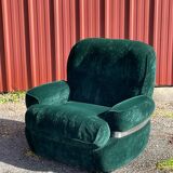 Fauteuil en velours vert "spage age" par Beka, 1970