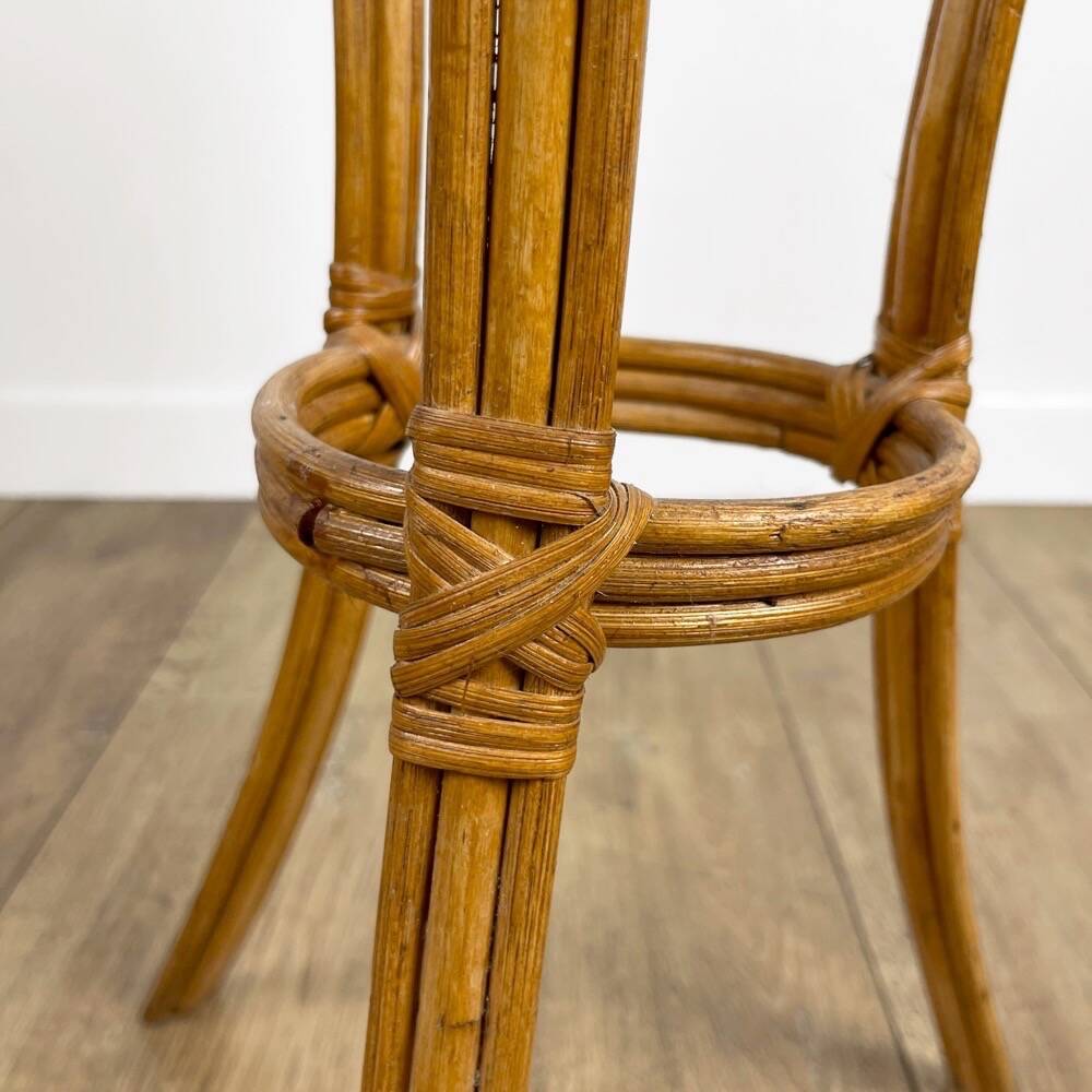 Mini rattan plant holder pedestal from the 60s