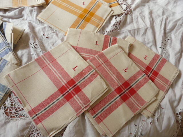 12 old tea towels in new mestizo monogram L