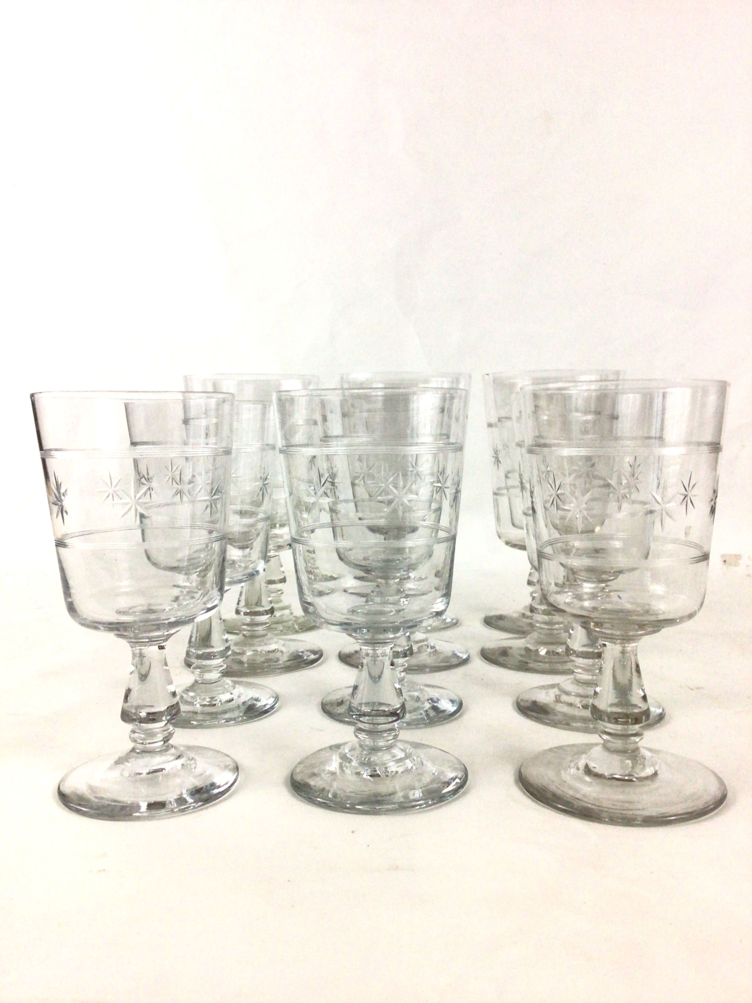 Set of 6 water glasses and 6 crystal wine glasses XIXth