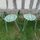 Salon de jardin 1 table 4 fauteuils fer forgé ancien vert Provence