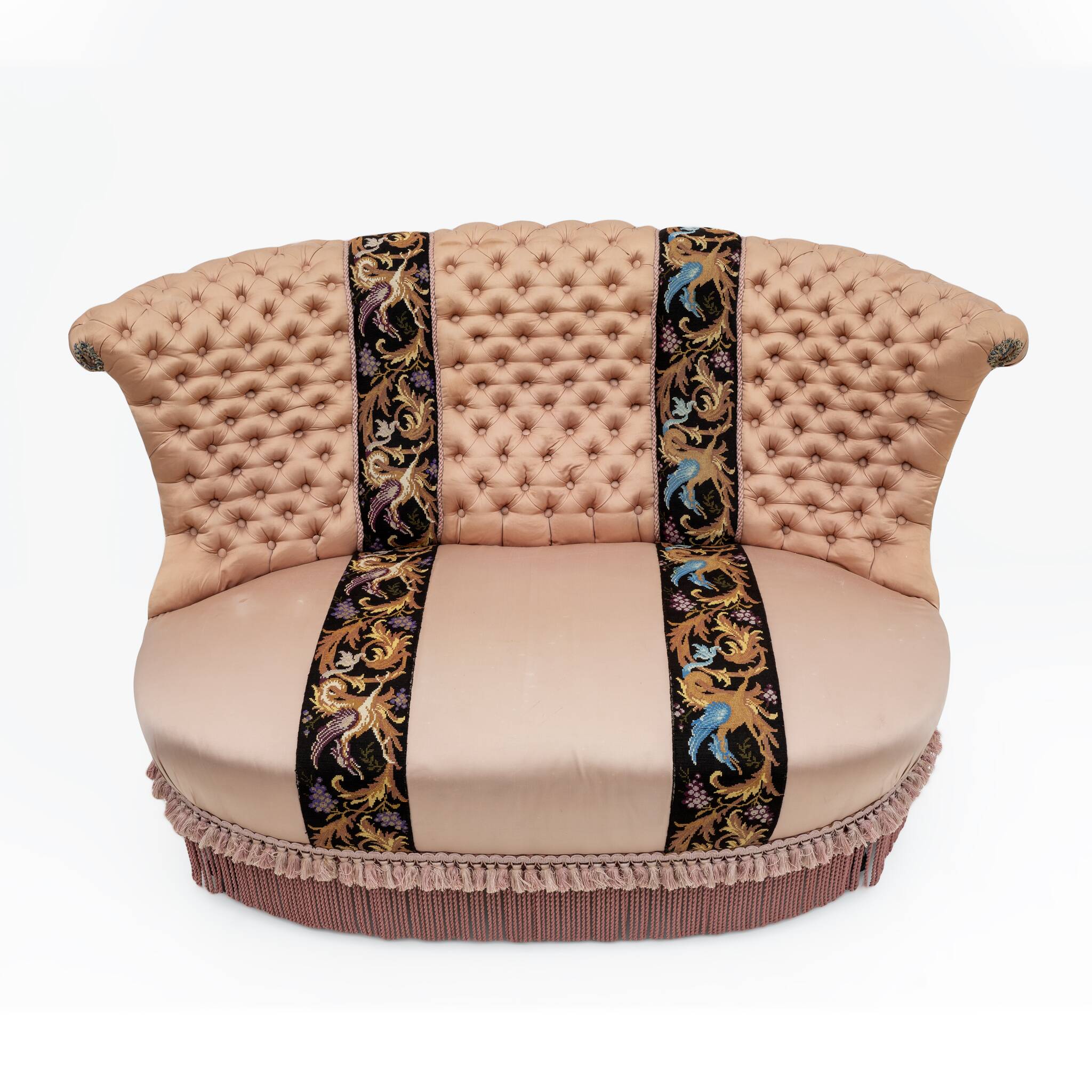 Rare 19th Century Napoleon III Silk Satin Sofa