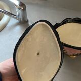 Plat bonbonnière céramique rose doré signée