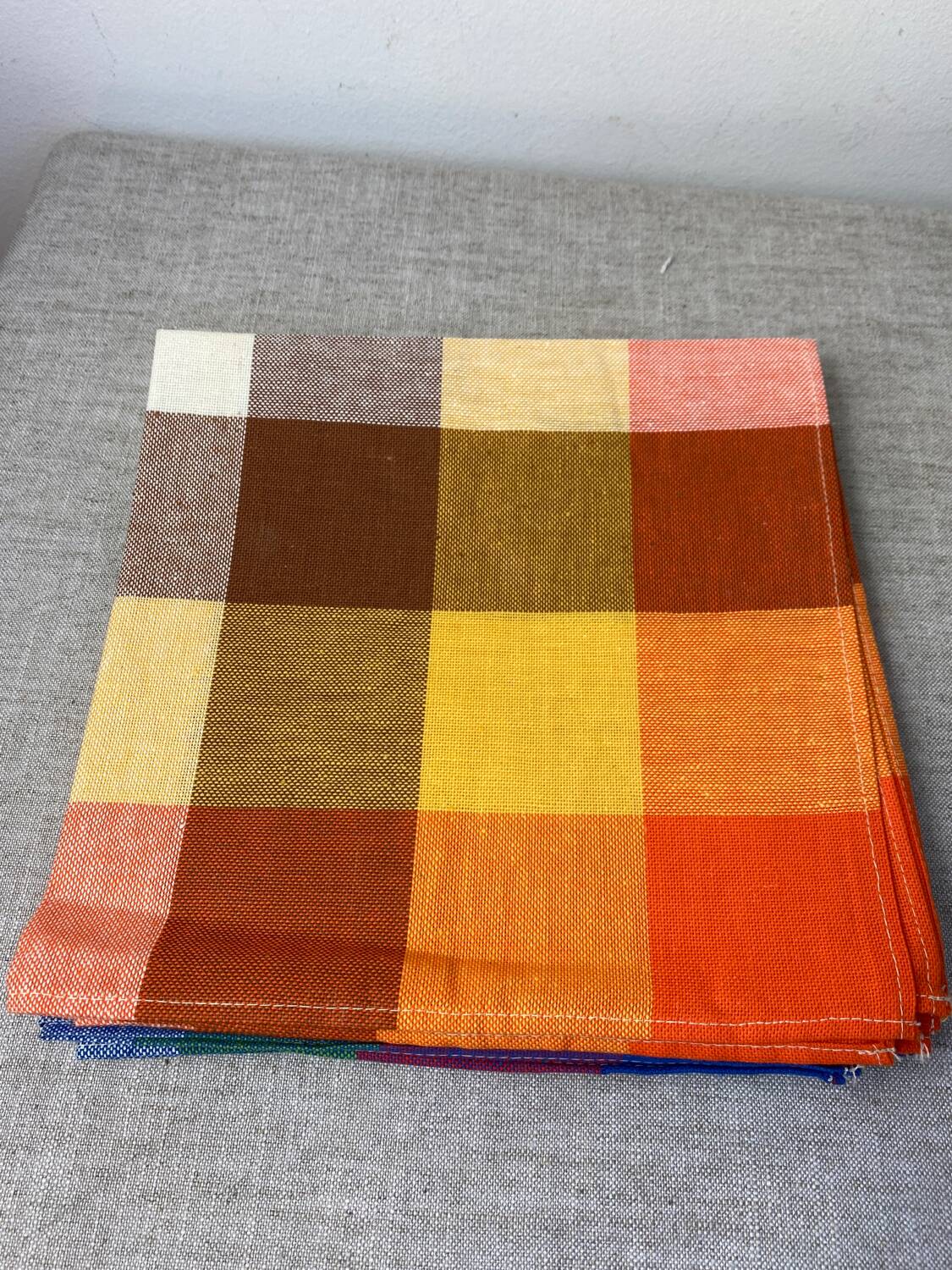 Vintage plaid cotton napkins