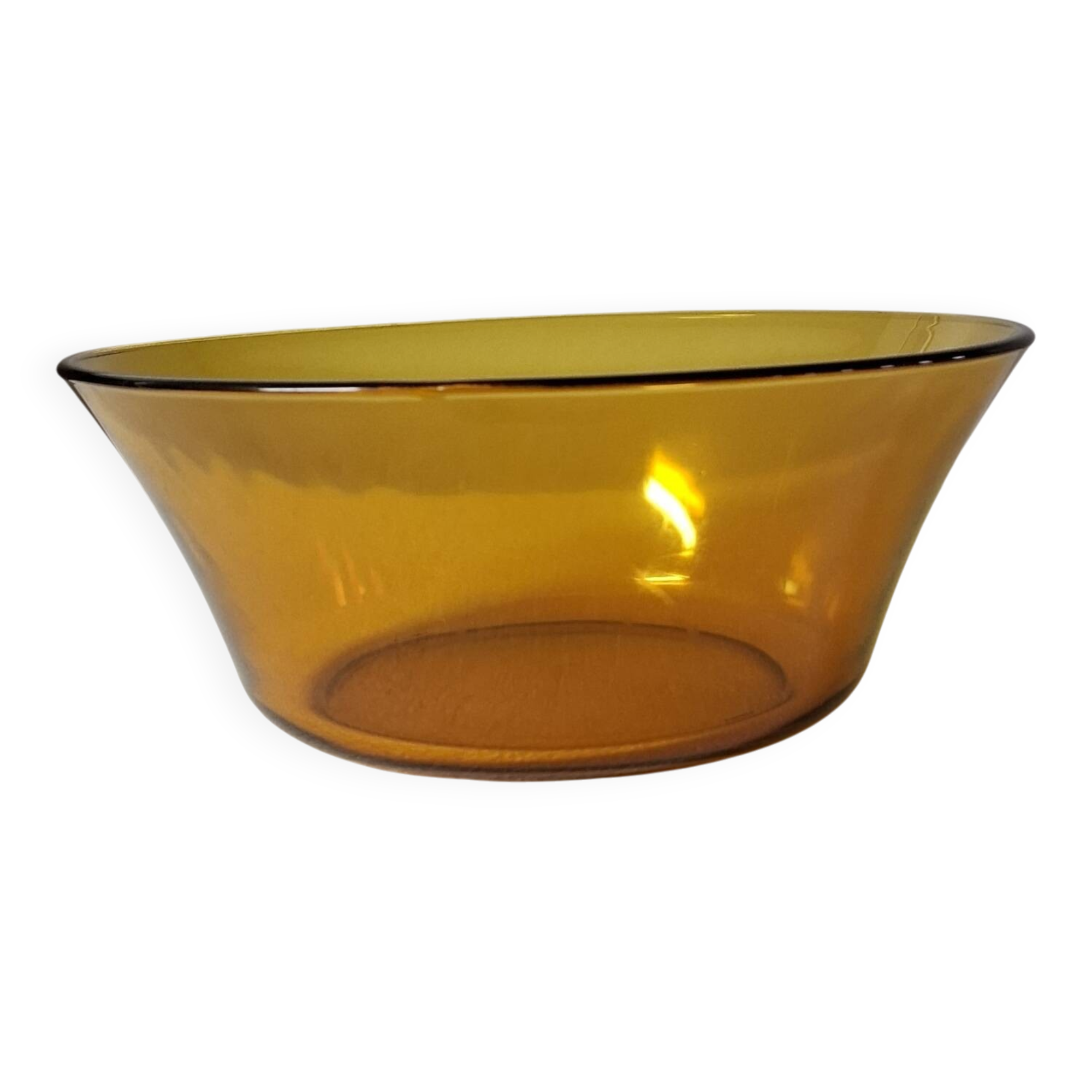 Vintage amber glass salad bowl.