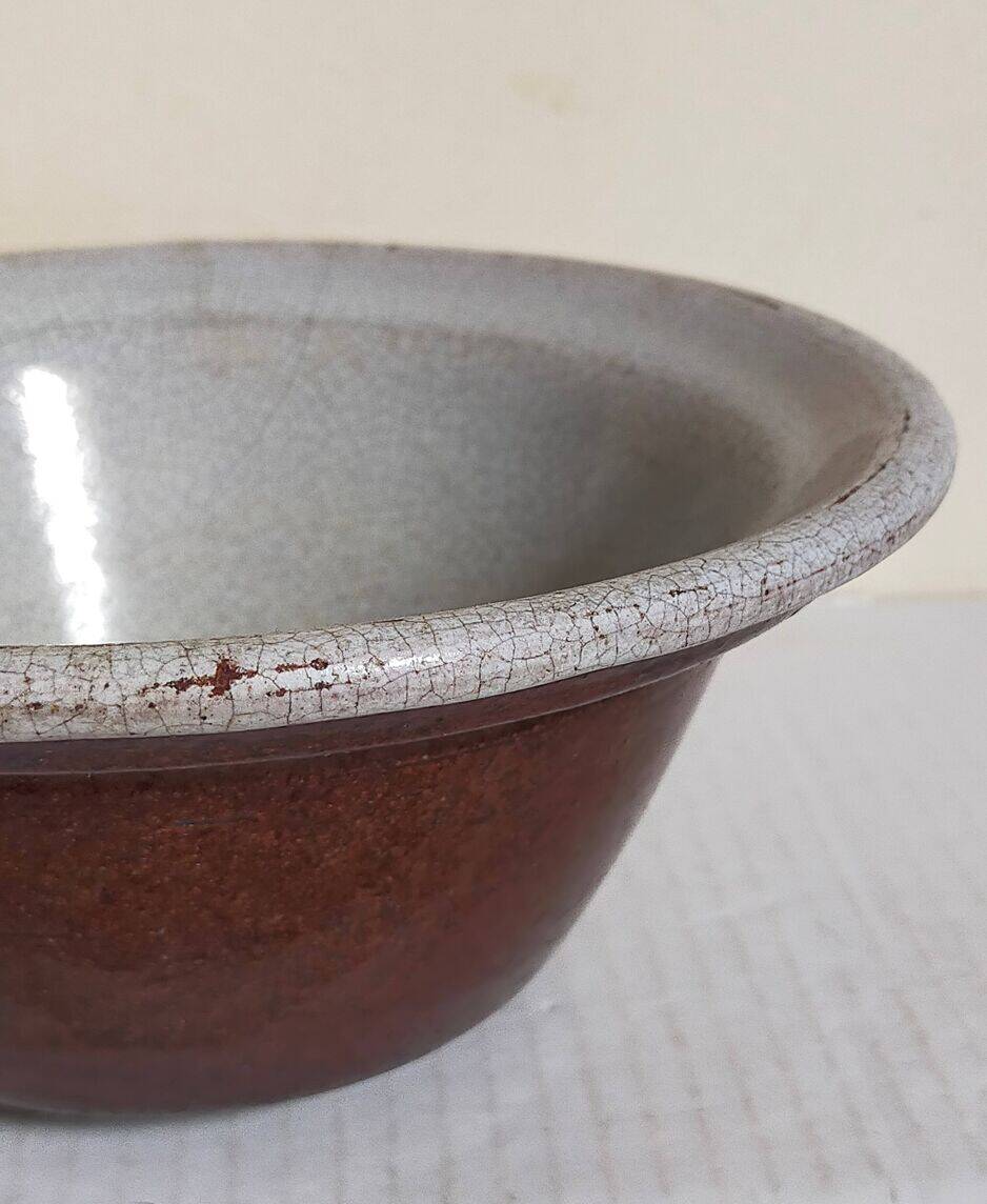 19th century enamelled earthenware salad bowl