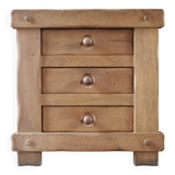 commode à tiroir brutaliste en chêne massif