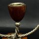 Pair of vintage candle holders in twisted wood and metal – Scandinavian design