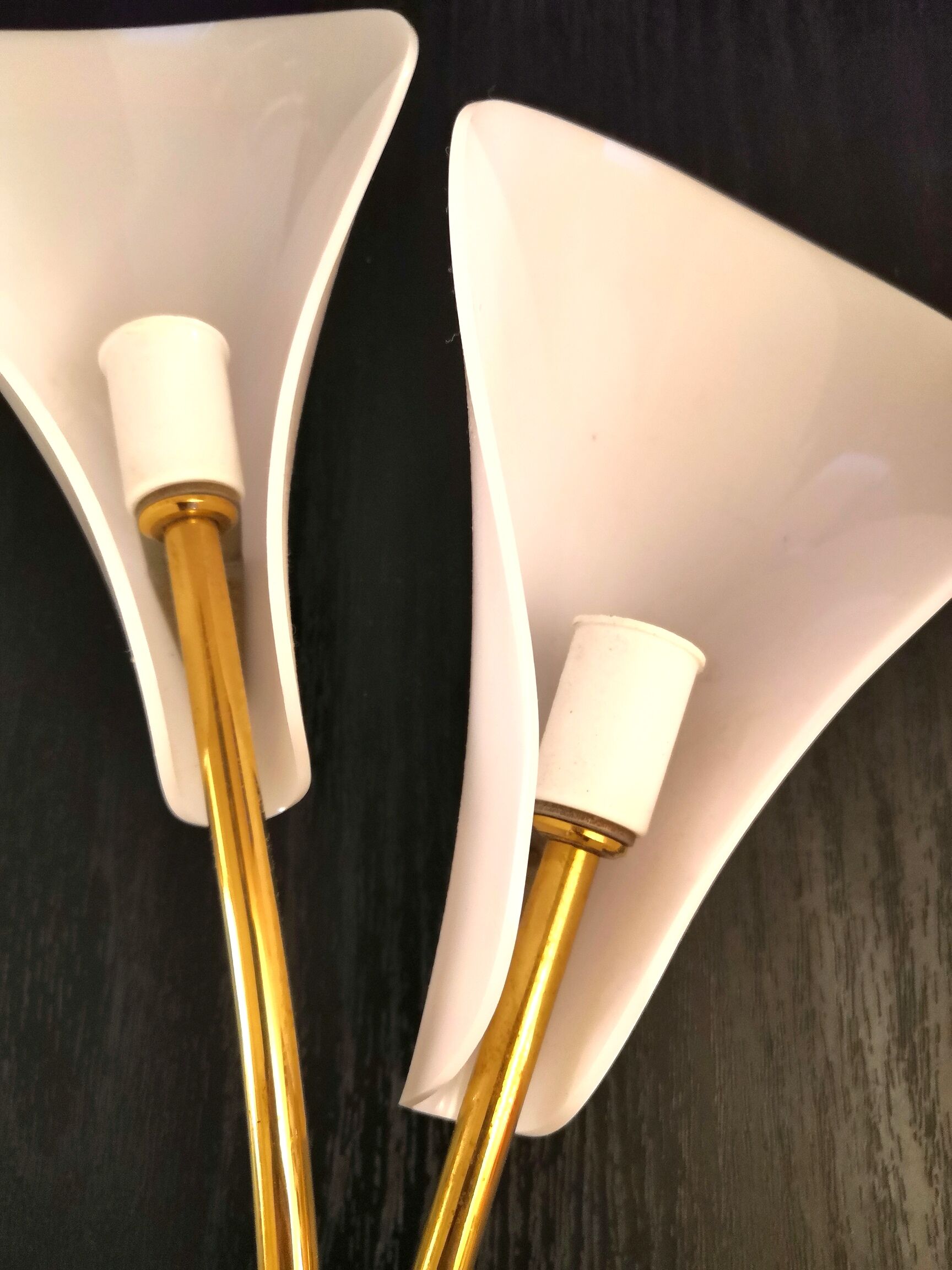 Pair of brass wall lamps design 50s - 60s