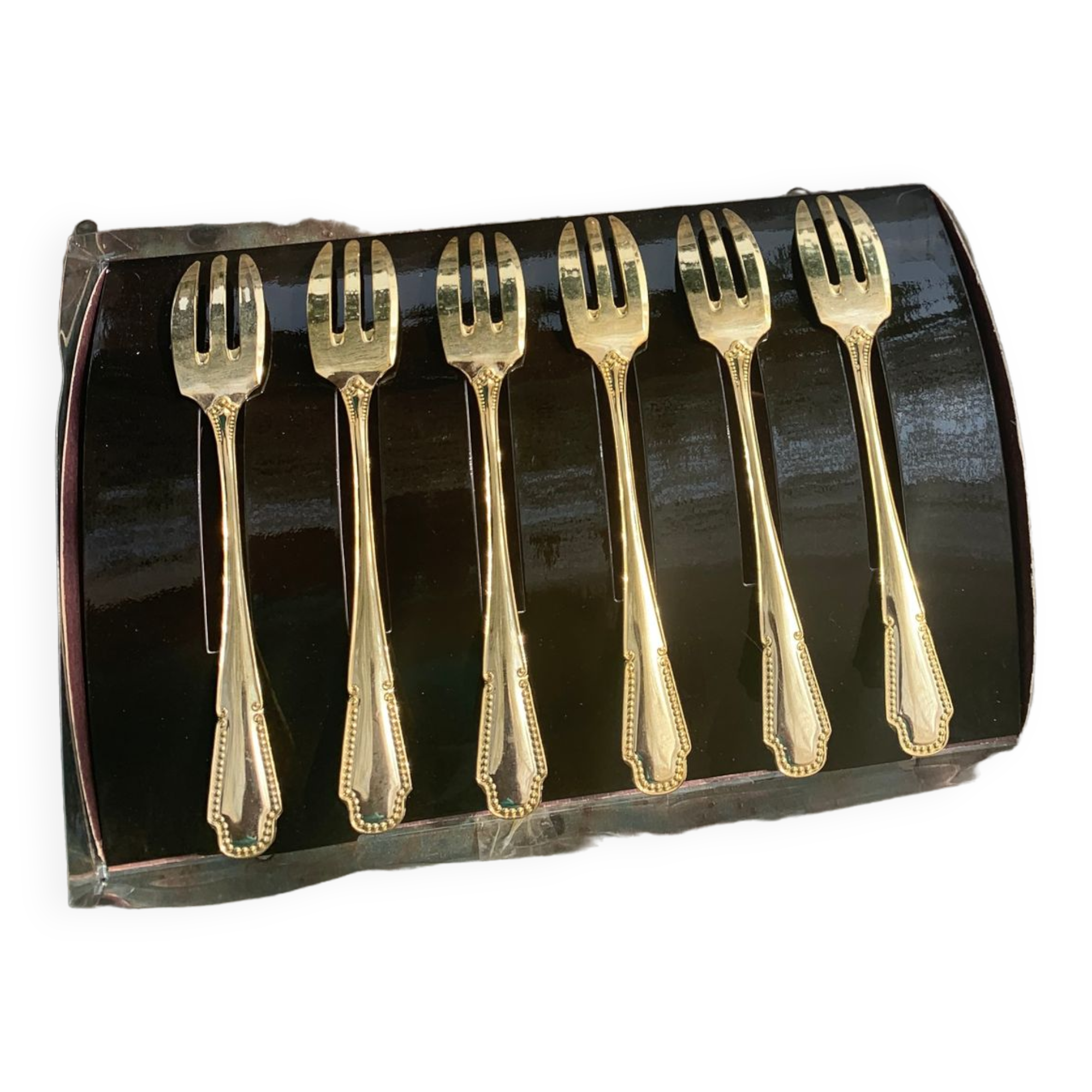 6 small forks in gold gilded with fine vintage gold