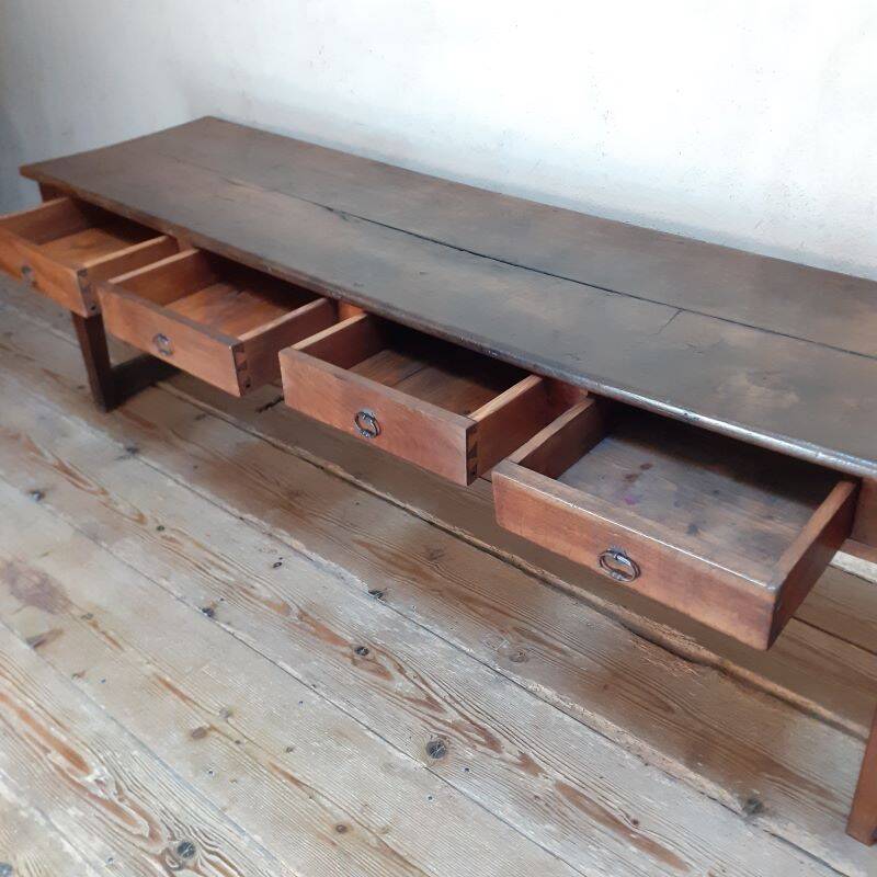 Monastery table, community table, 19th-century solid walnut console.