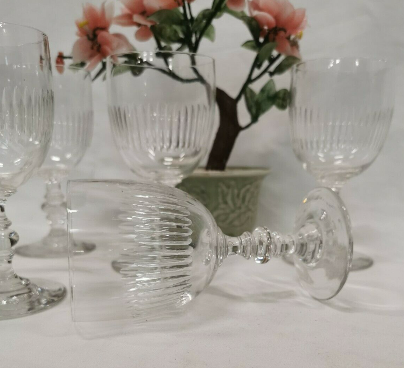 Lot 5 old crystal wine glasses