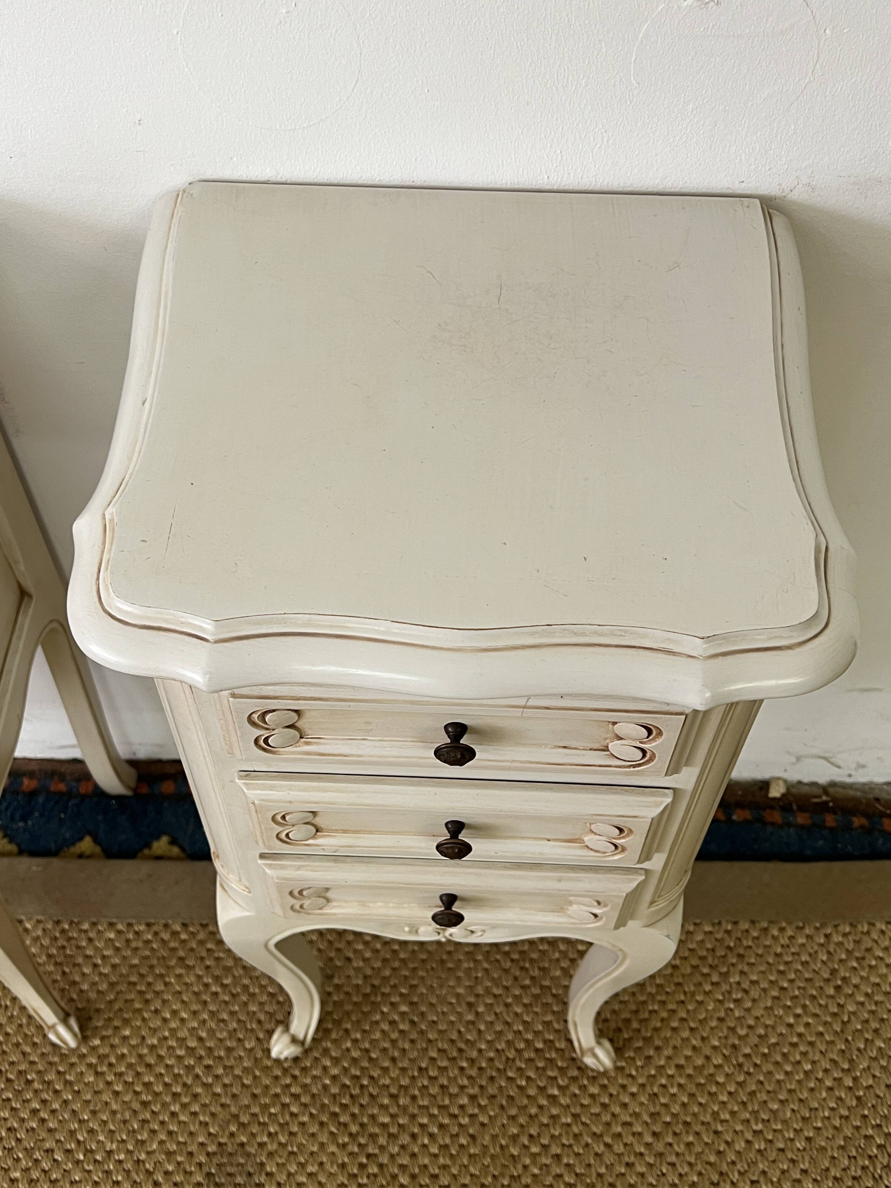 Pair of antique Louis XV style bedside tables, 3 drawers