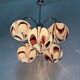 XL Italian purple and white Murano glass swirl chandelier, 1970s