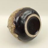 1-handle shaded brown ceramic vase