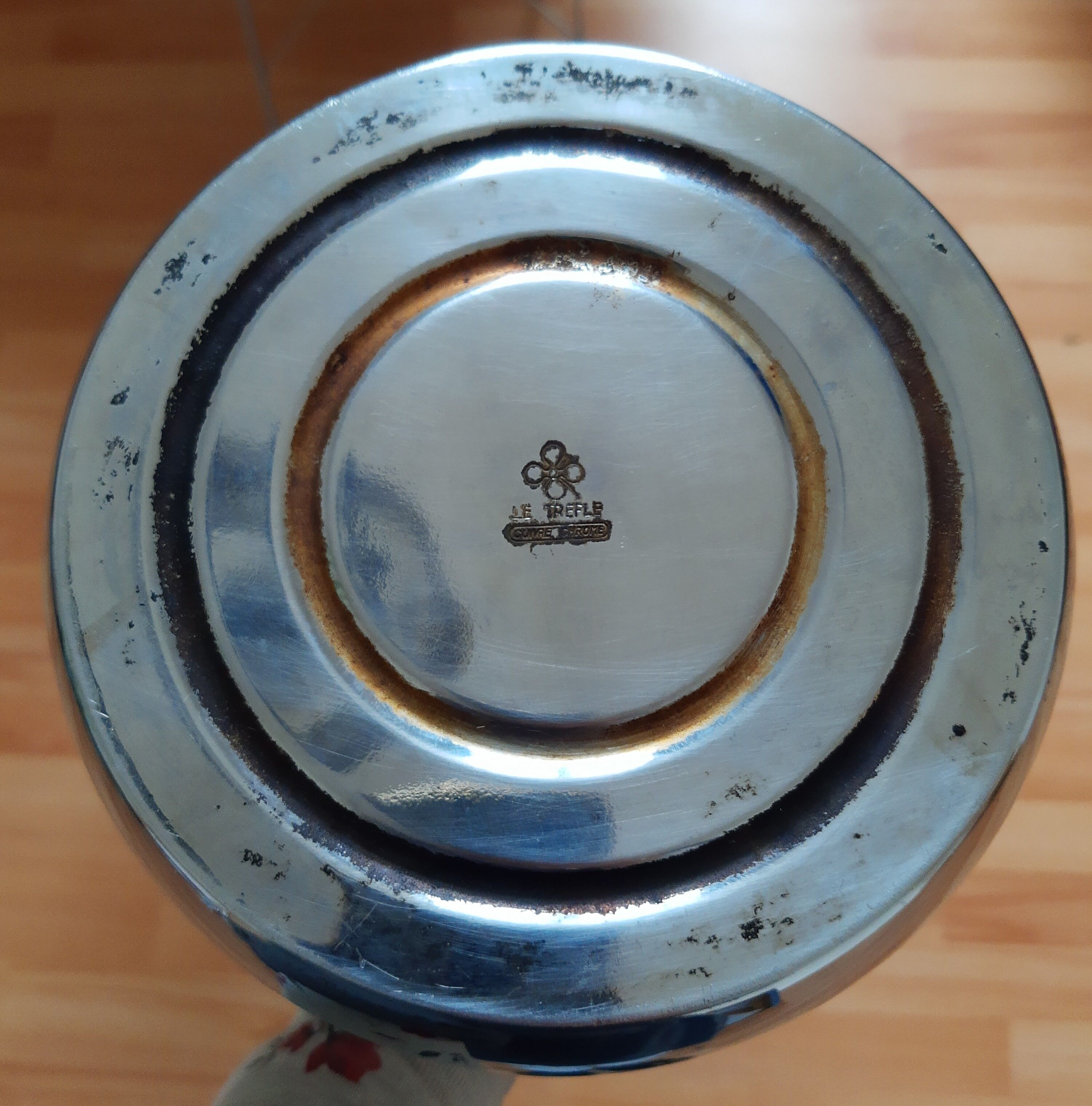 Vintage chrome copper kettle Le Trèfle