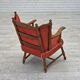 1960s, Scandinavian armchair. Red furniture wool, beech wood.