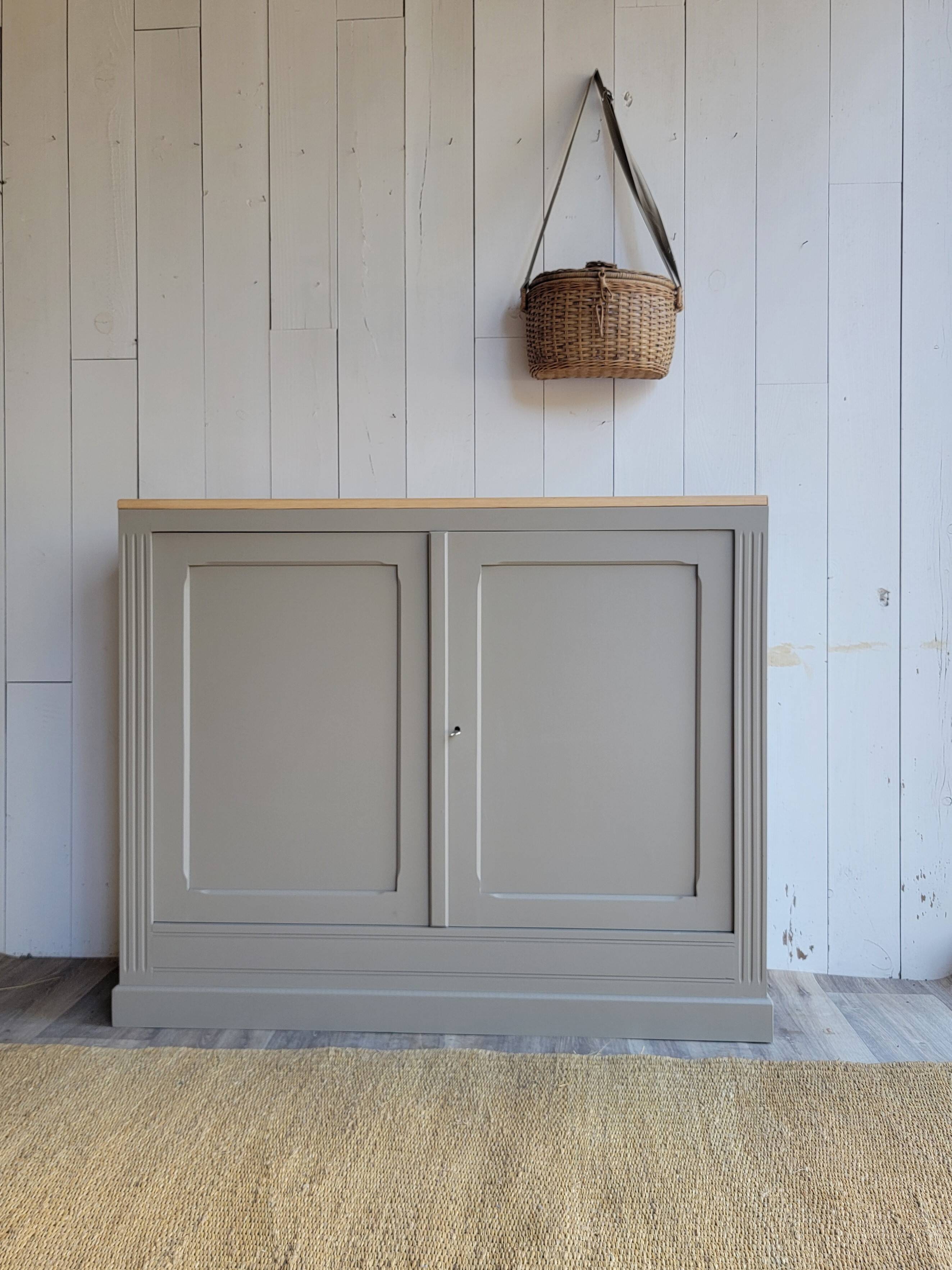 renovated wooden sideboard in brown