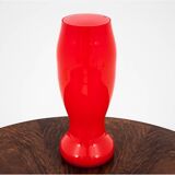Red Glass Vase, Poland, 1970s