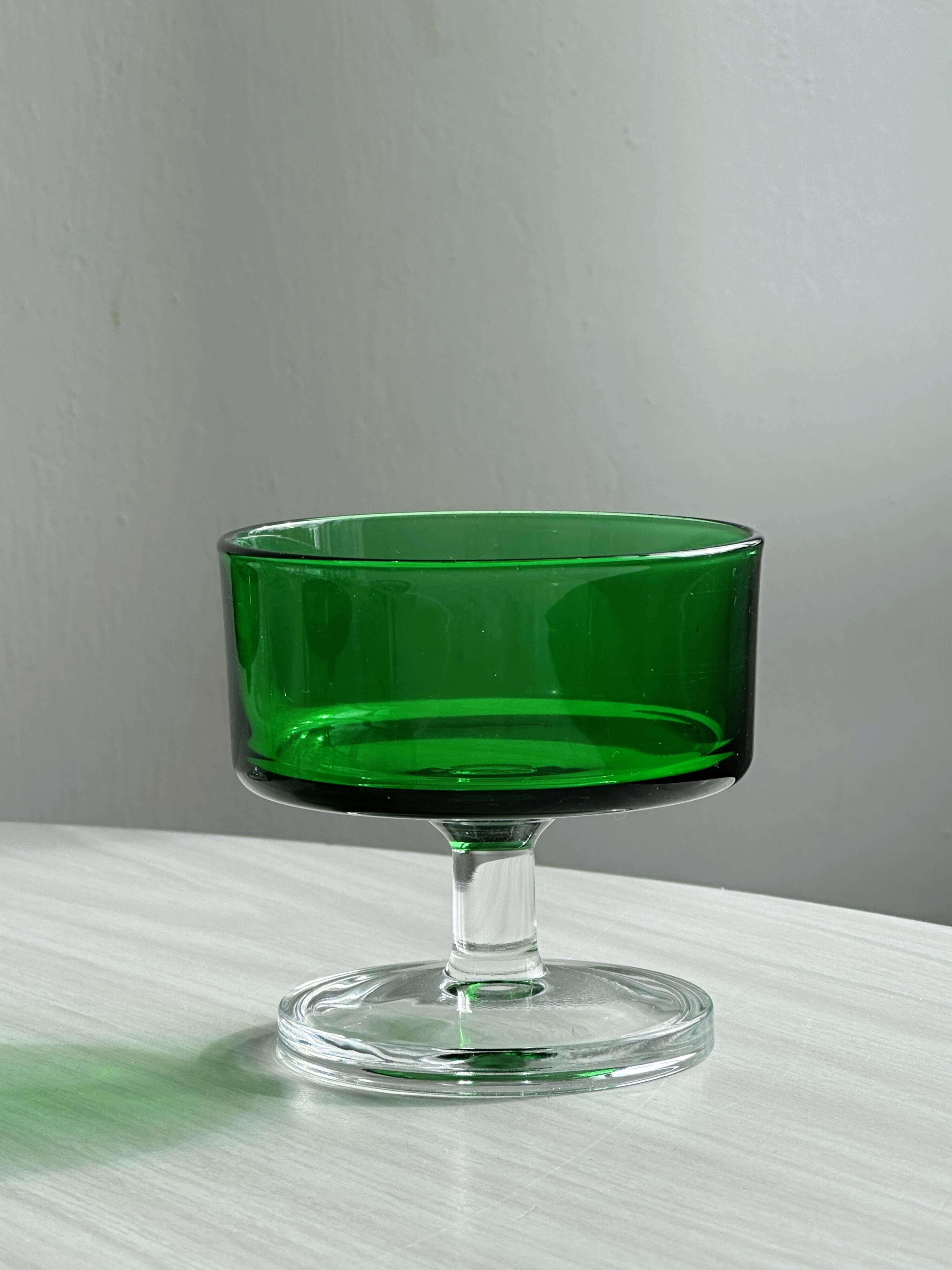 Lot de 6 coupes à dessert en verre vert émeraude