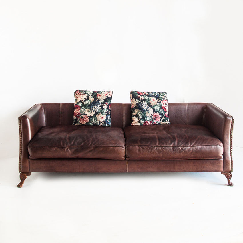 Vintage leather sofa. Edited by Mantellassi. Italy, 90s