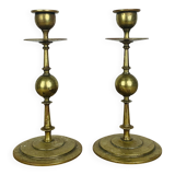 Pair of vintage gilded brass candlesticks