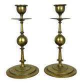 Pair of vintage gilded brass candlesticks