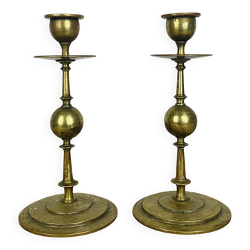 Pair of vintage gilded brass candlesticks
