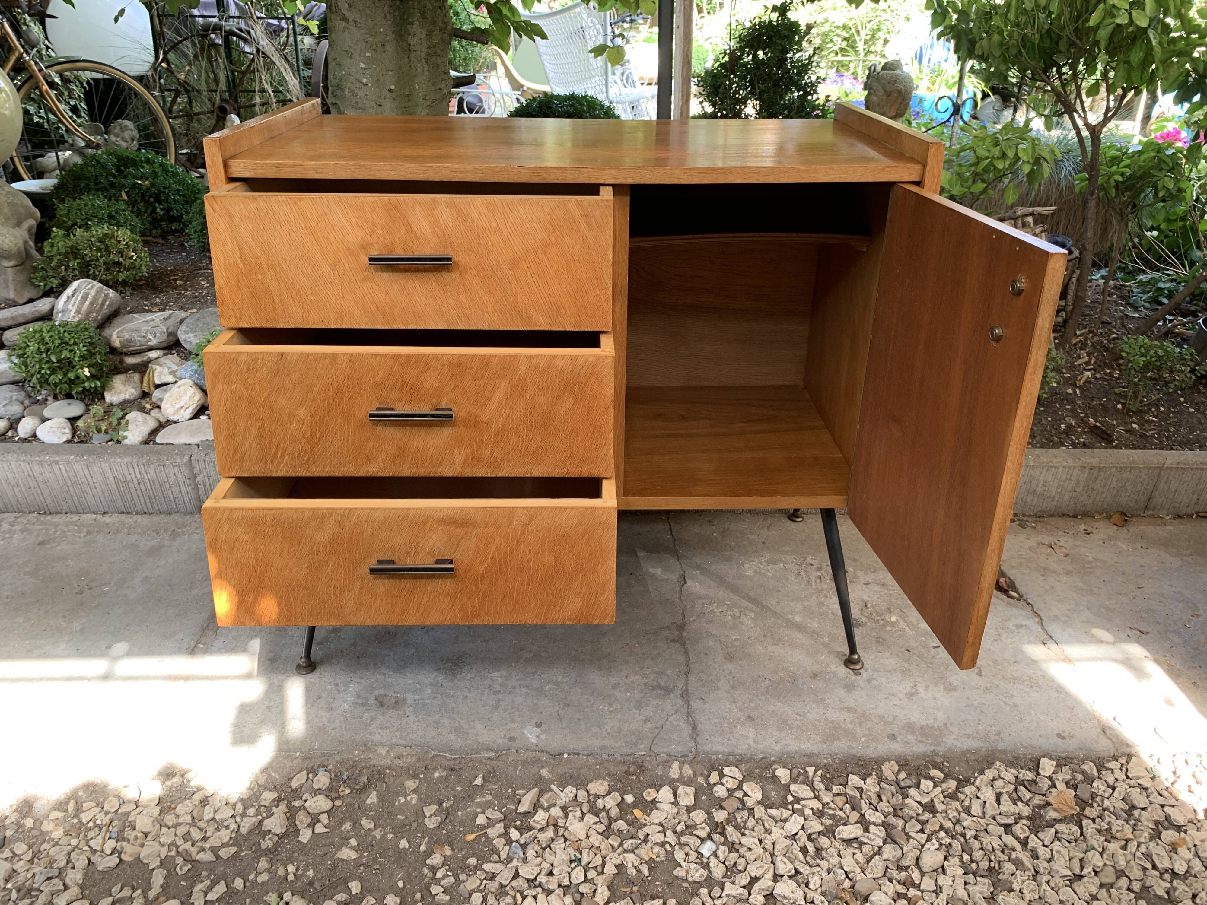 Buffet commode pieds compas 50’s