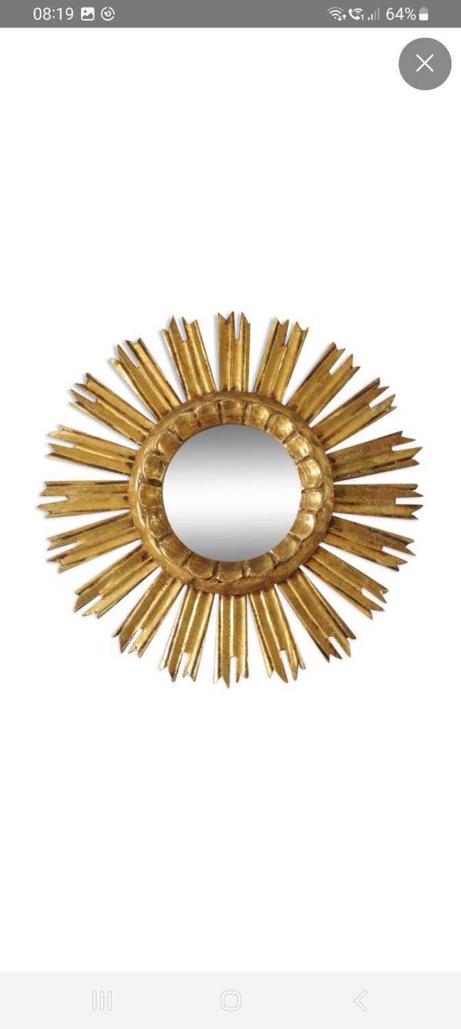 Vintage golden sun mirror