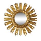 Miroir soleil doré vintage