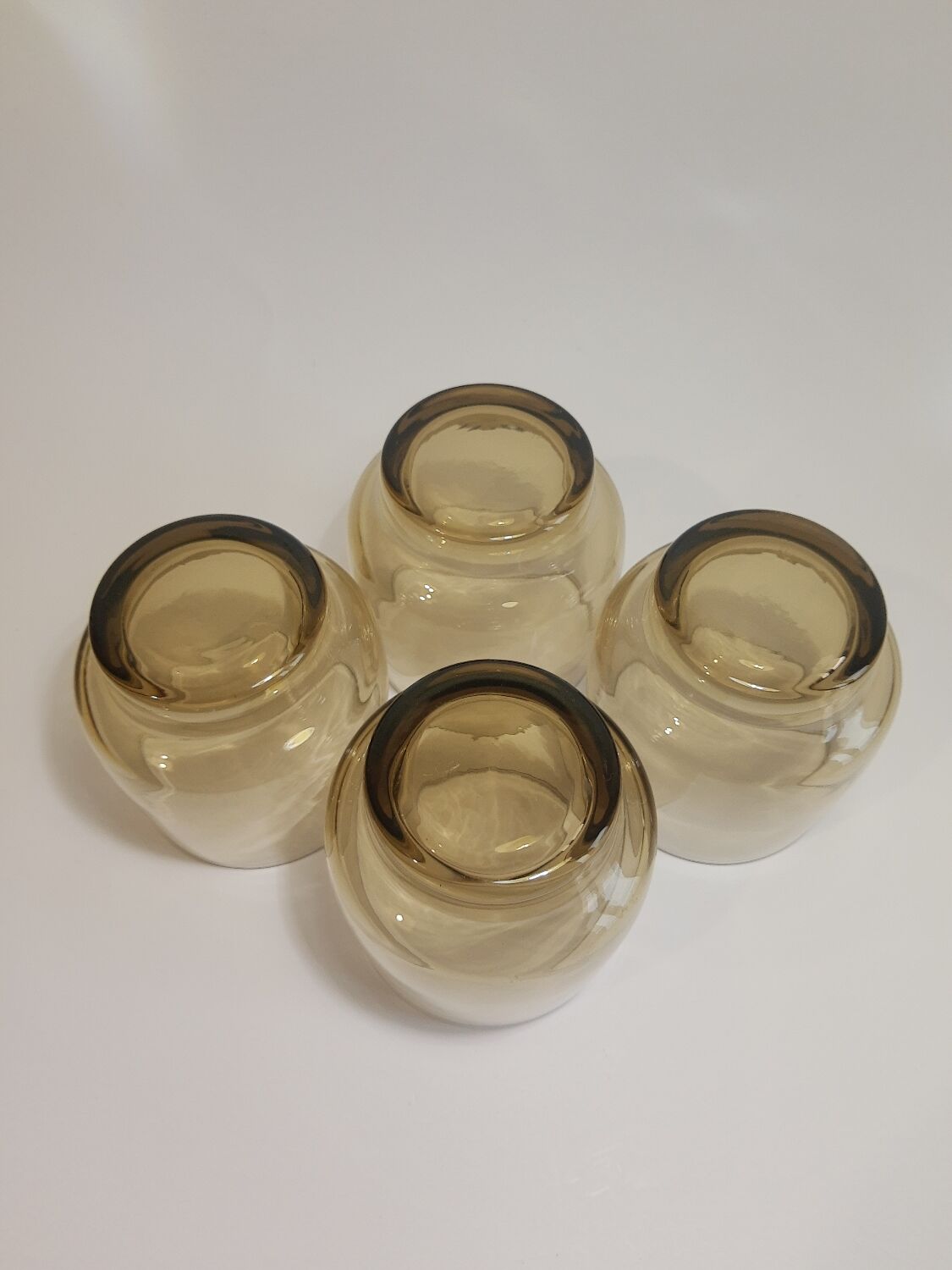 Set of 4 vintage 70s smoked glass water glasses
