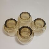 Set of 4 vintage 70s smoked glass water glasses