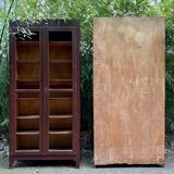 Italian Brown and Burgundy Lacquered Display Cabinets, 1890s, Set of 2