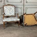 Pair Of Louis XV Queen Armchairs In Carved And “chené” Wood, 18th Century