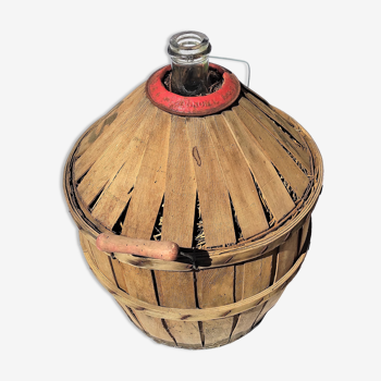 Dame-jeanne glass dressed in authentic wood 15 liters
