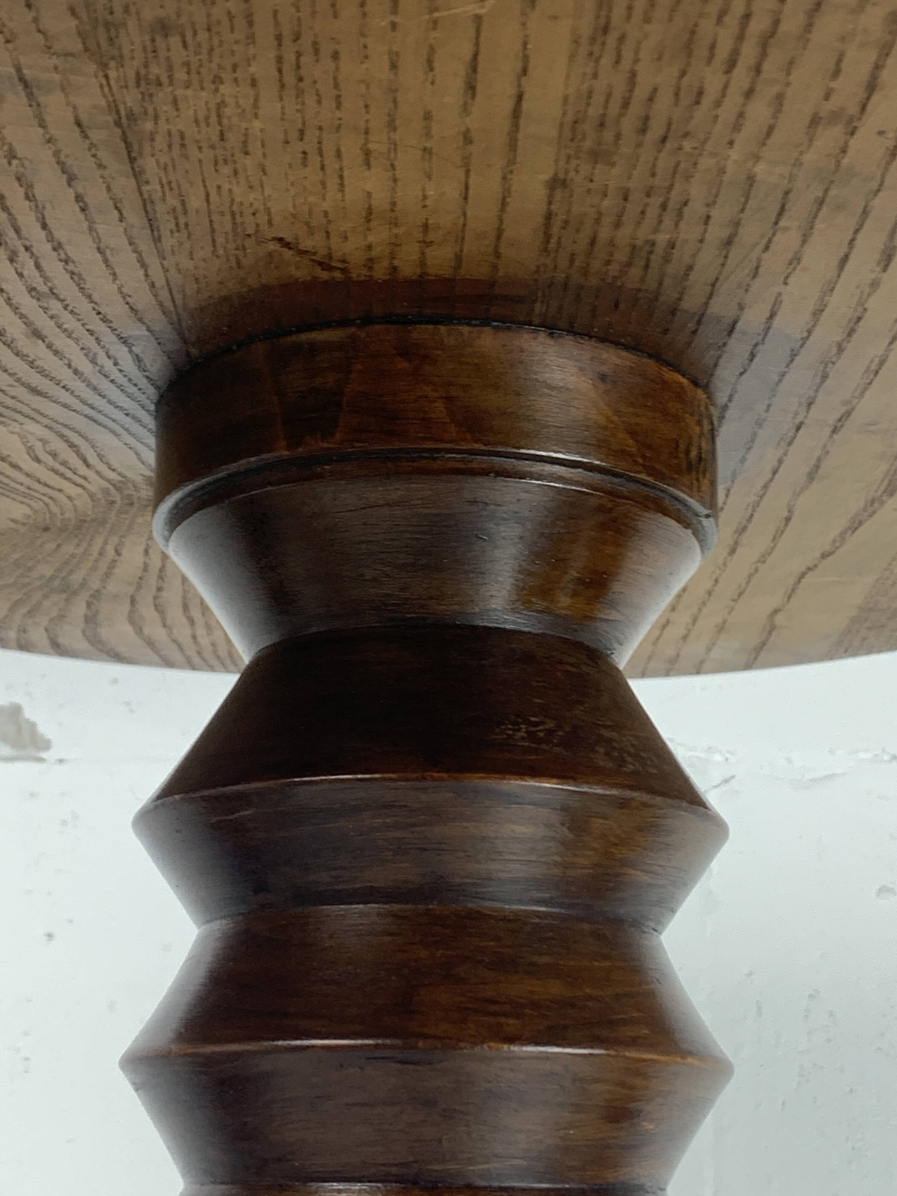 Brutalist French Wood Turned Wine Press Side Table in the style of Charles Dudouyt, France, 1940s