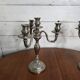 Pair of Louis XVI style candlesticks in silver-plated bronze