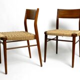 Two original 1960s Wilkhahn chairs made of walnut with wicker cane