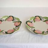 2 vintage apple barbotine plates signed Francesco Guarino