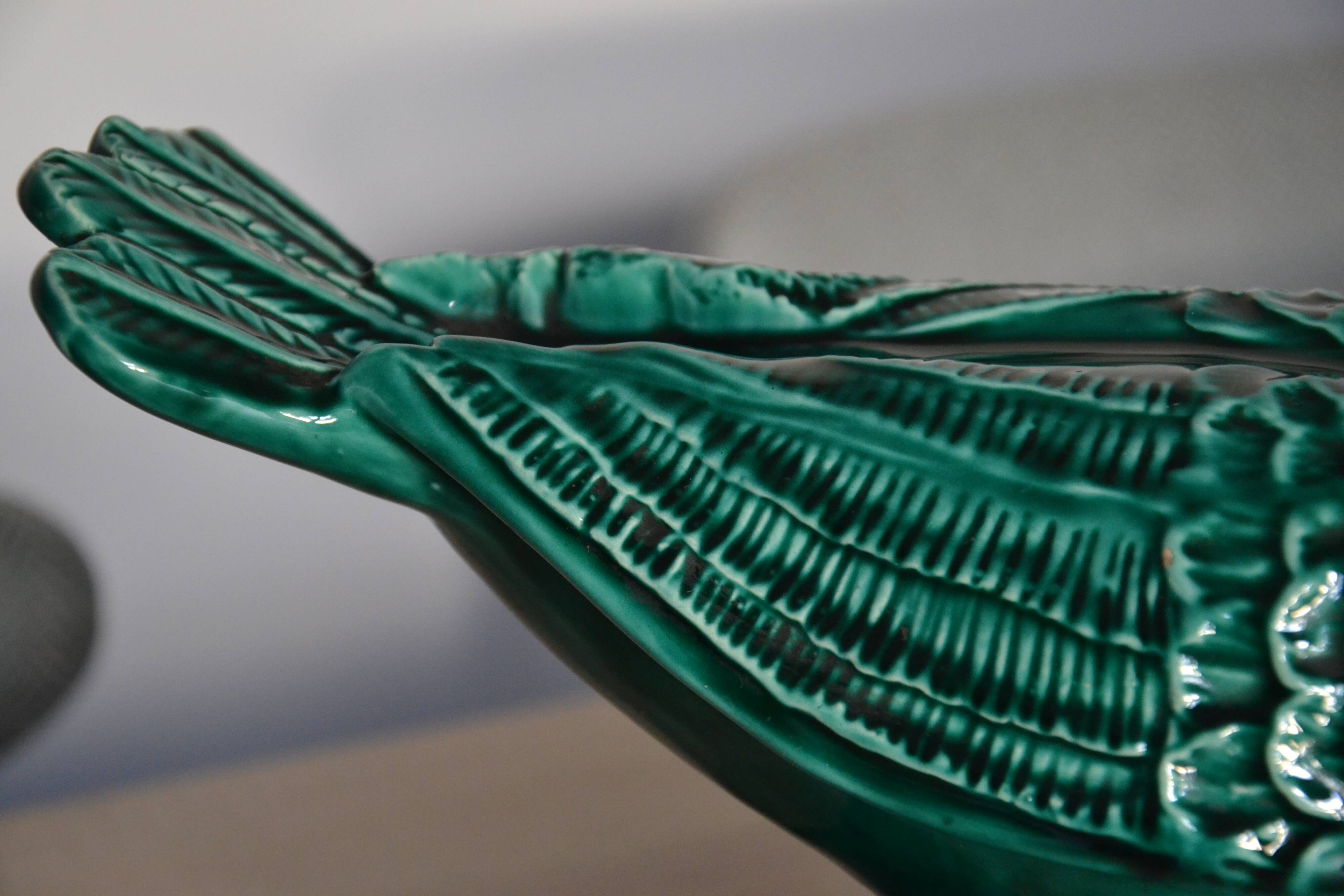 Green glazed ceramic pigeon FPP Vallauris