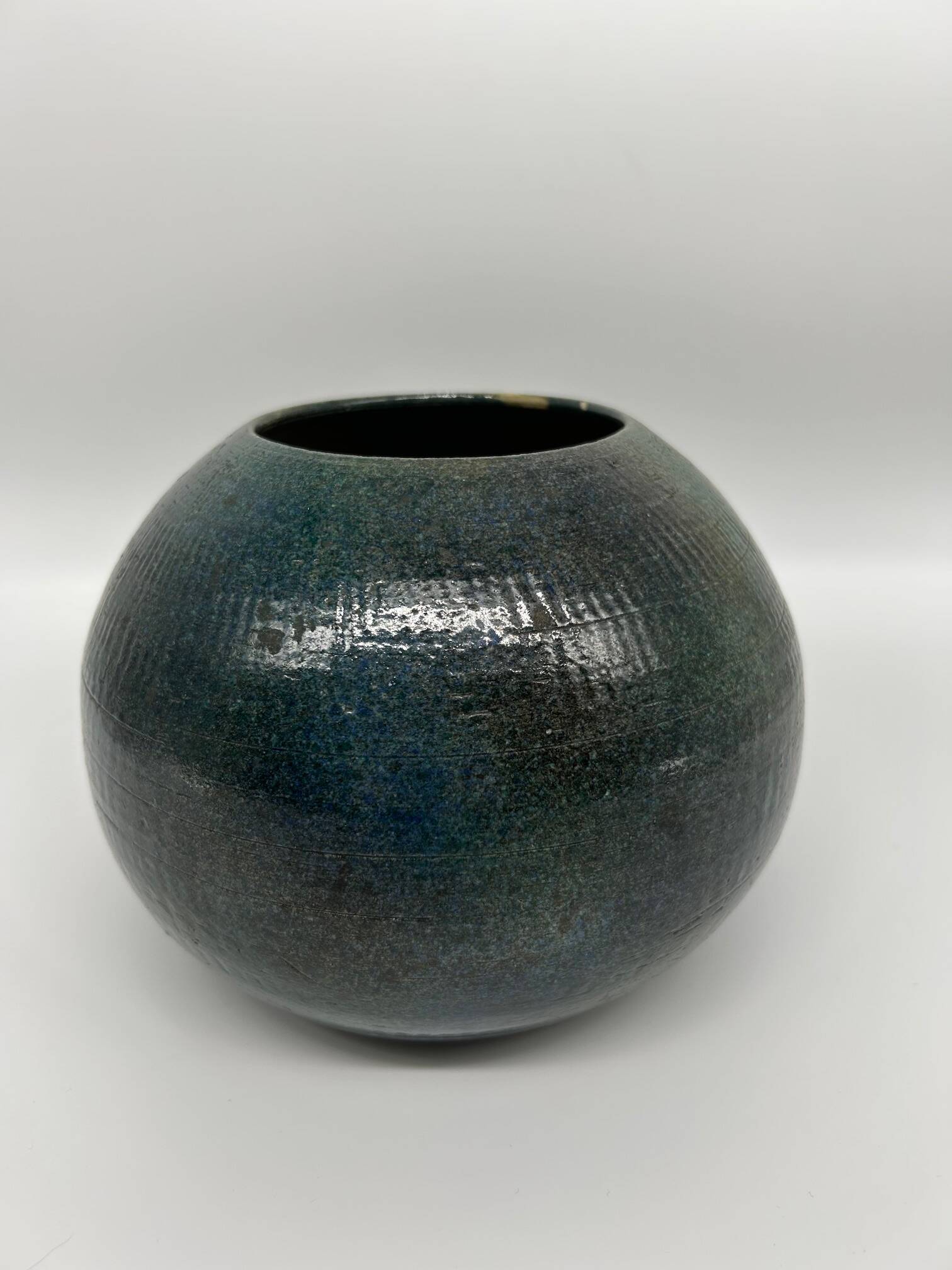 blue green ball vase