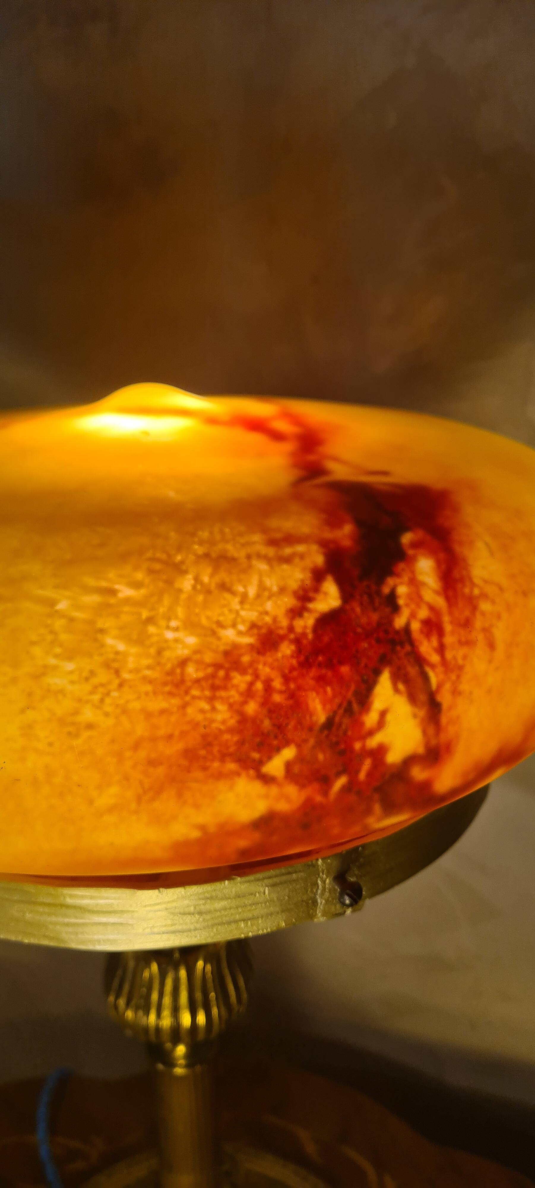 antique solid bronze lamp 51x33x6kg glass paste 1920